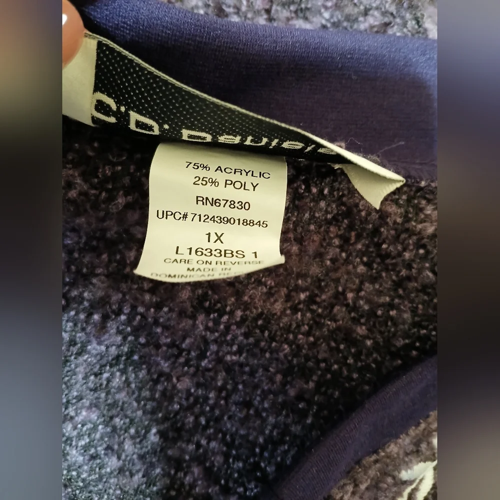 Vintage C.D. Daniels Embellished Boucle Knit Dressy Purple Top Size 1X - Picture 4 of 4